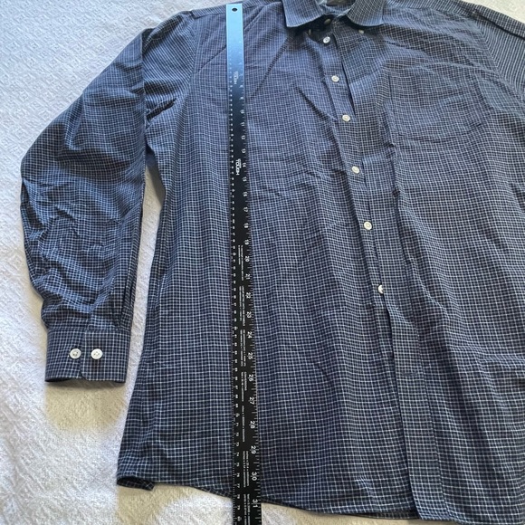 Eddie Bauer Navy Checkered Dress Shirt
Size large‎ tall business casual - Picture 6 of 8